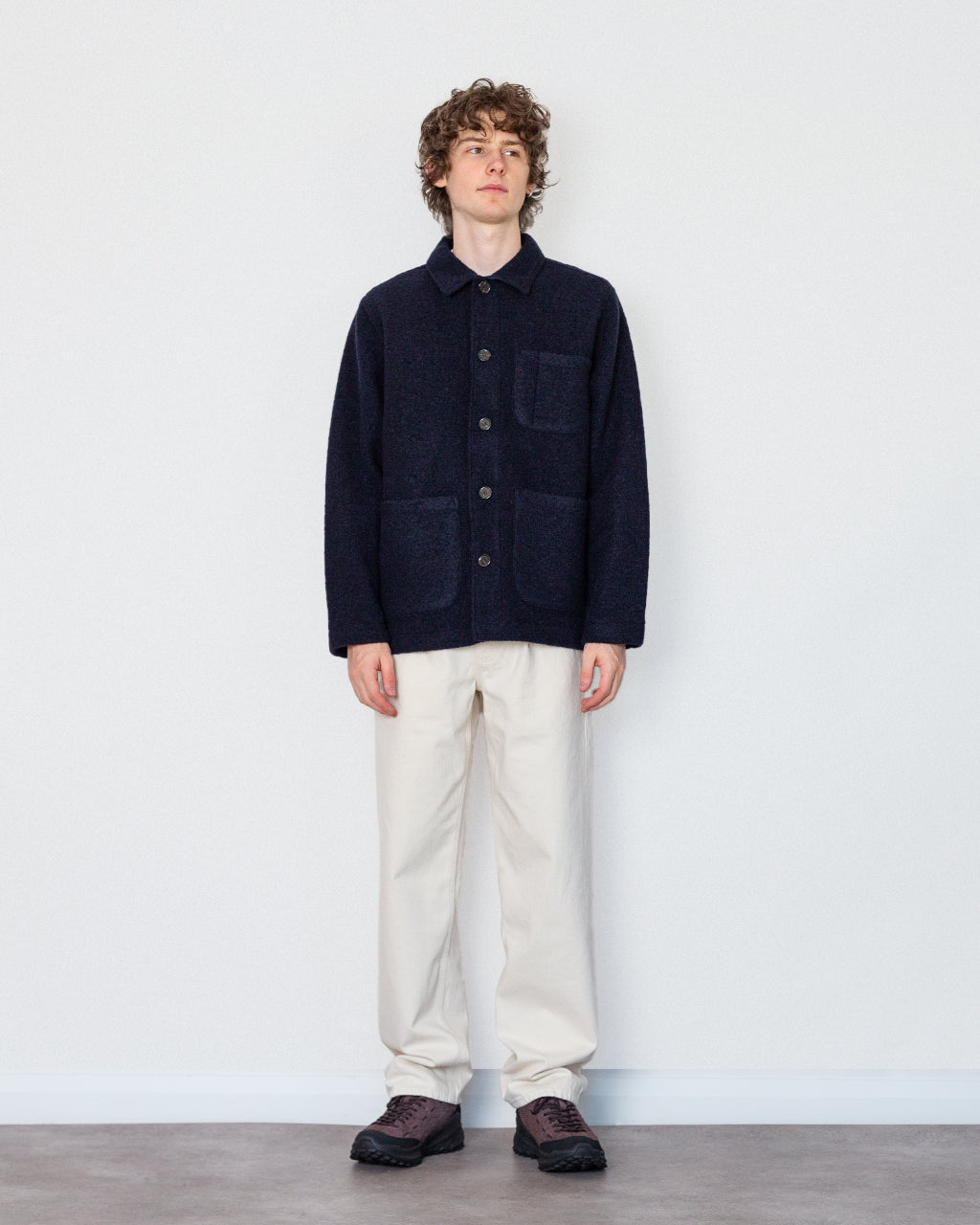 Wool Fleece Field Jacket - Navy