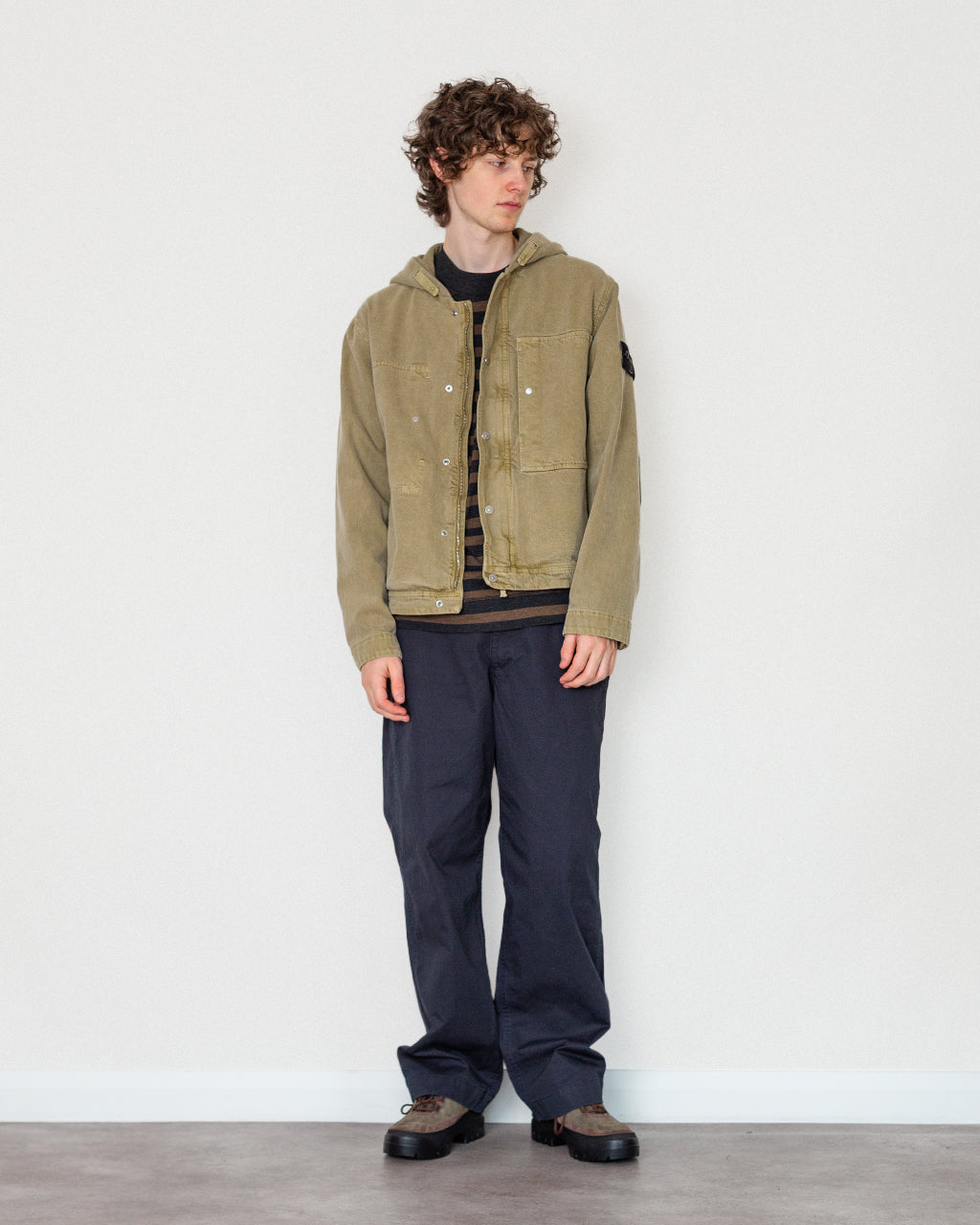 Mineral Dyed Cotton Gabardine Jacket - Military Green V005G
