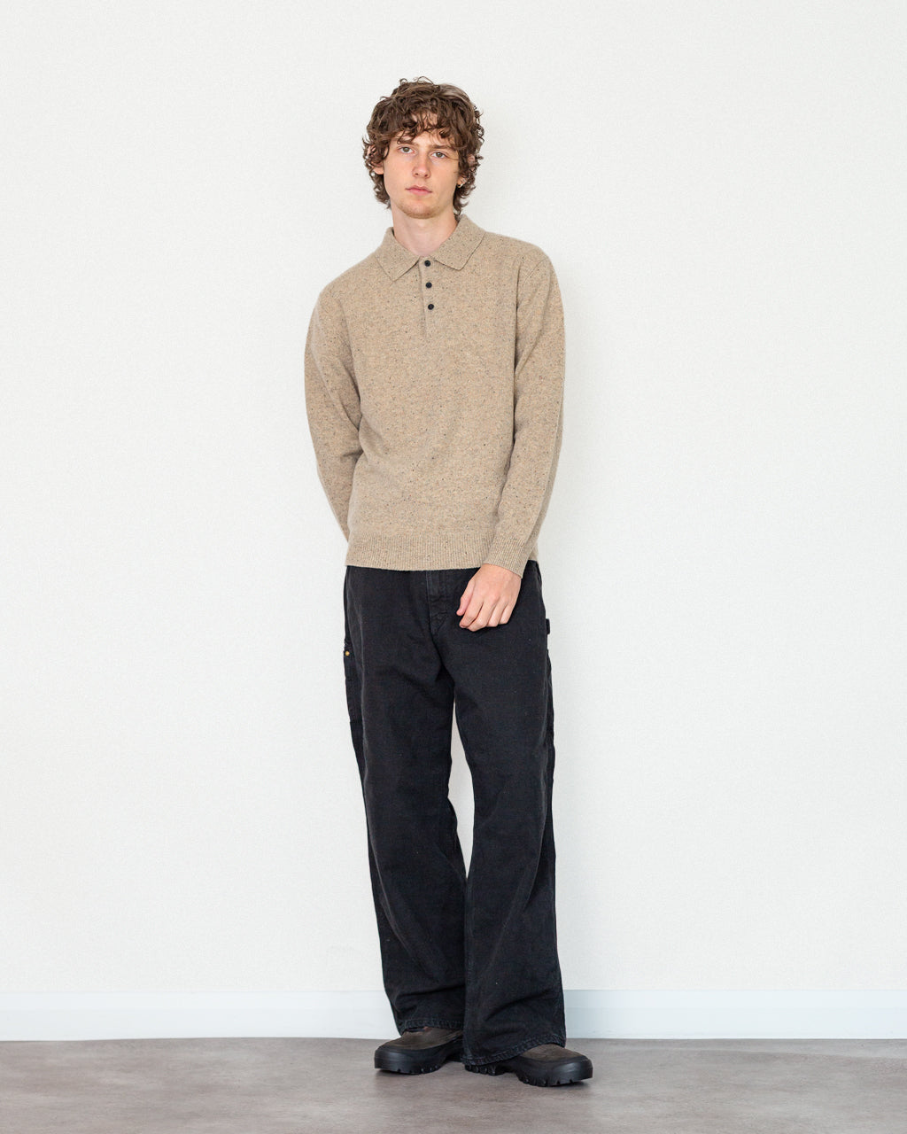 Knit Polo Nep 9G - Beige