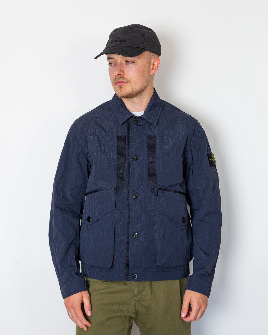 Warp Rib Nylon-TC Collared Jacket - Blue Navy V002A