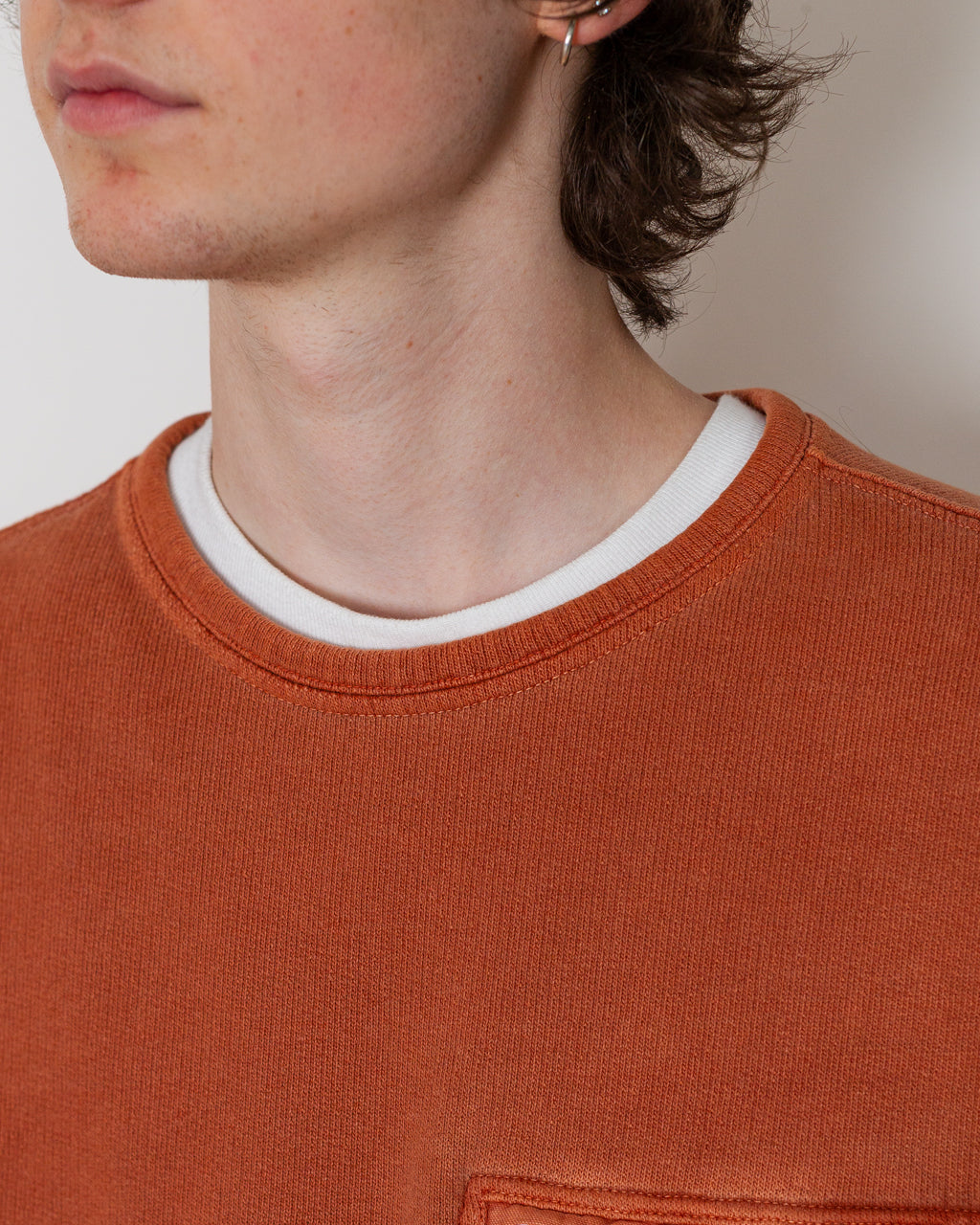Mineral Dyed Cotton Zip Sweatshirt - Brick Red V0015
