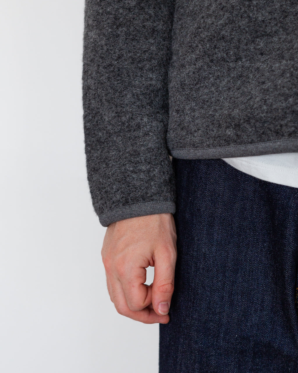 Wool Fleece Zip Bomber - Grey Marl