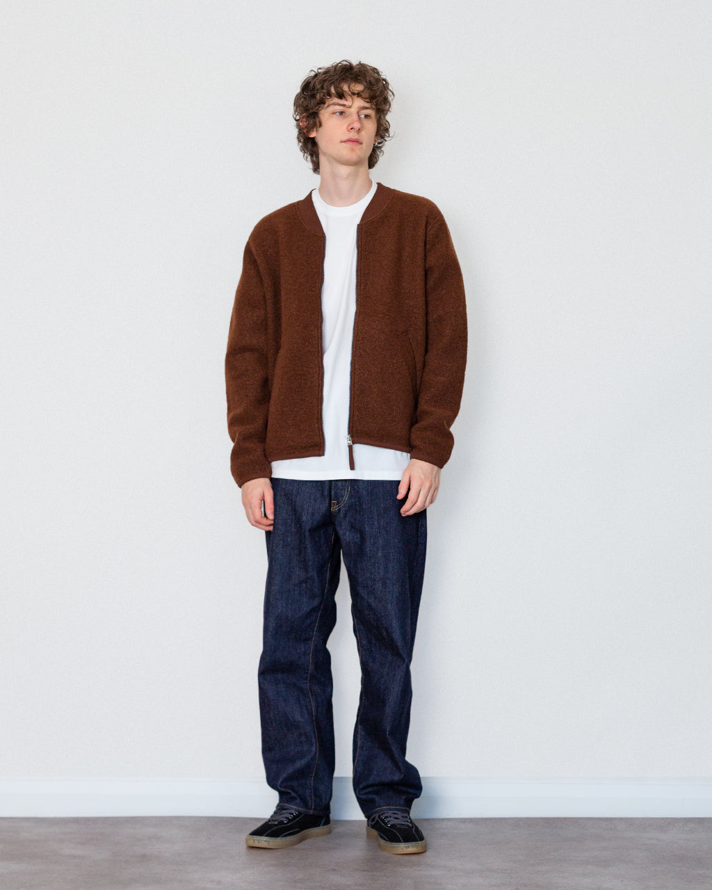 Wool Fleece Zip Bomber - Cacao