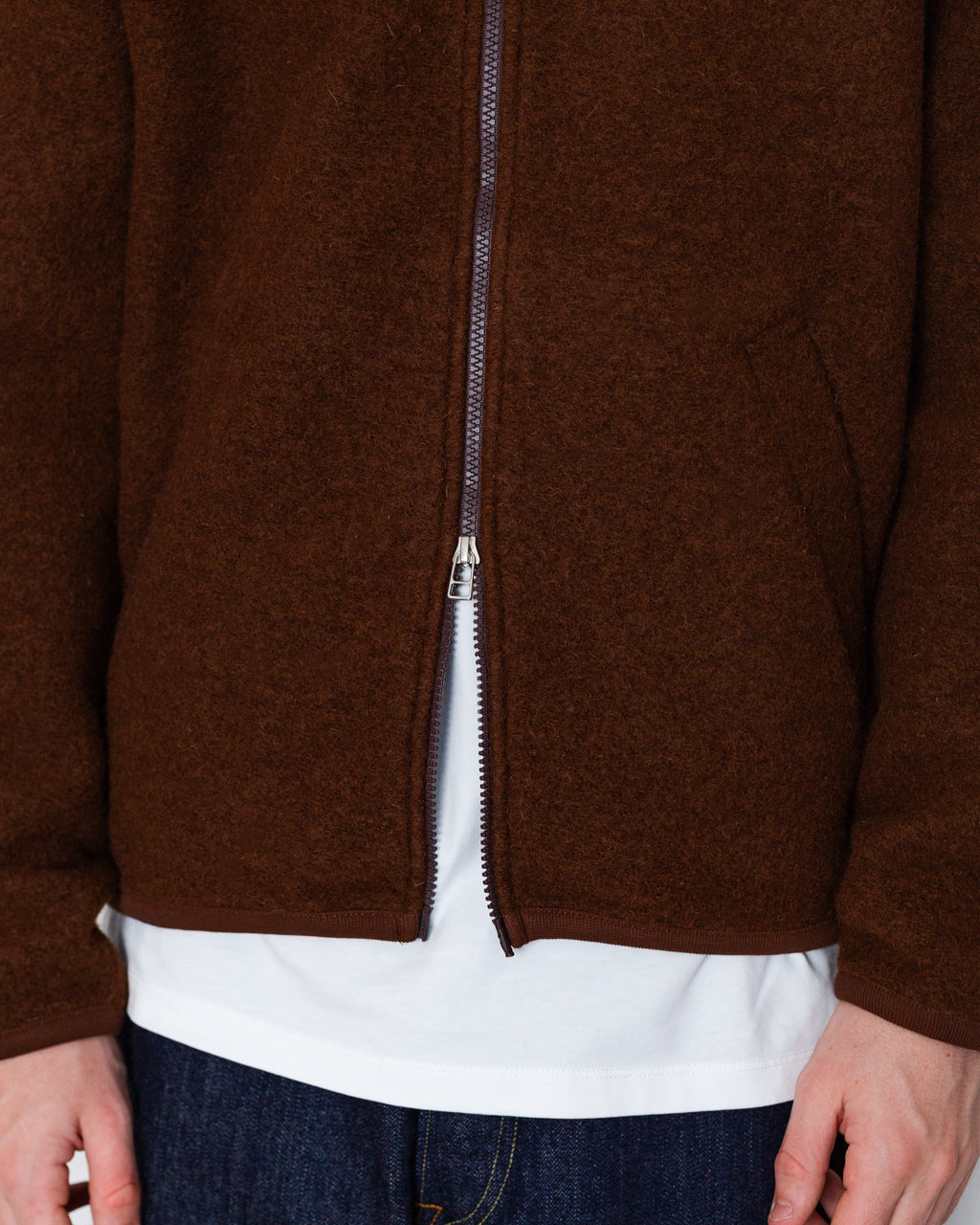 Wool Fleece Zip Bomber - Cacao