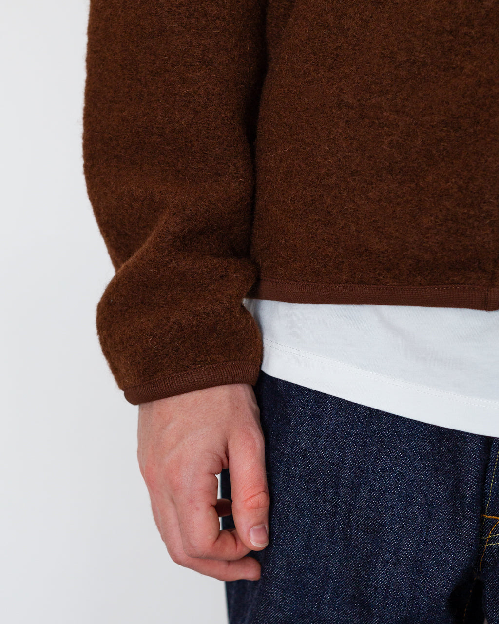 Wool Fleece Zip Bomber - Cacao