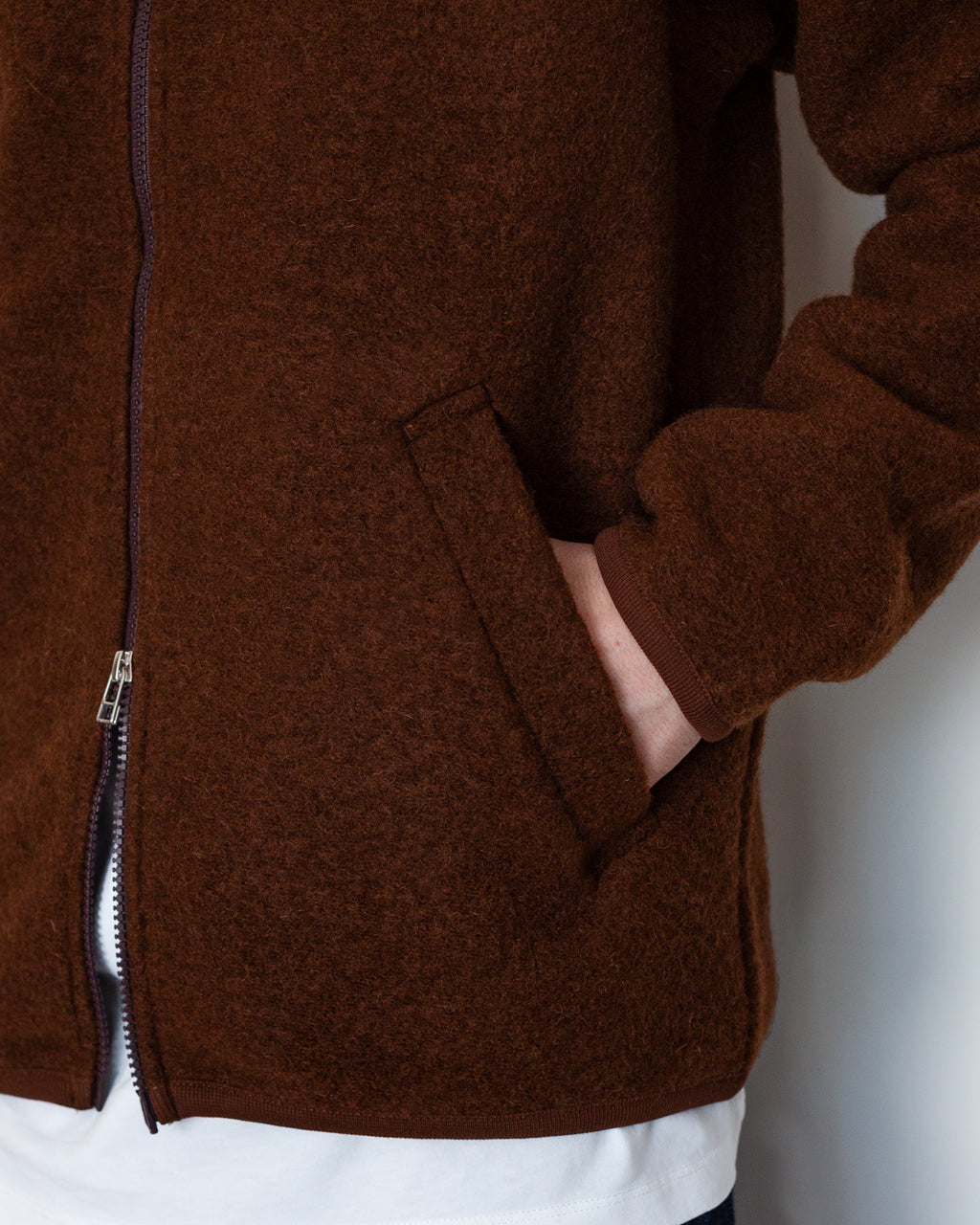 Wool Fleece Zip Bomber - Cacao