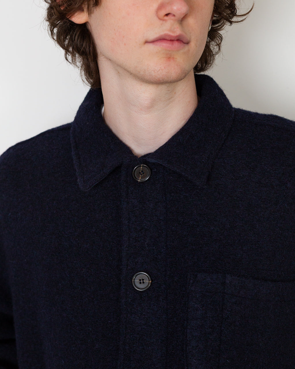 Wool Fleece Field Jacket - Navy