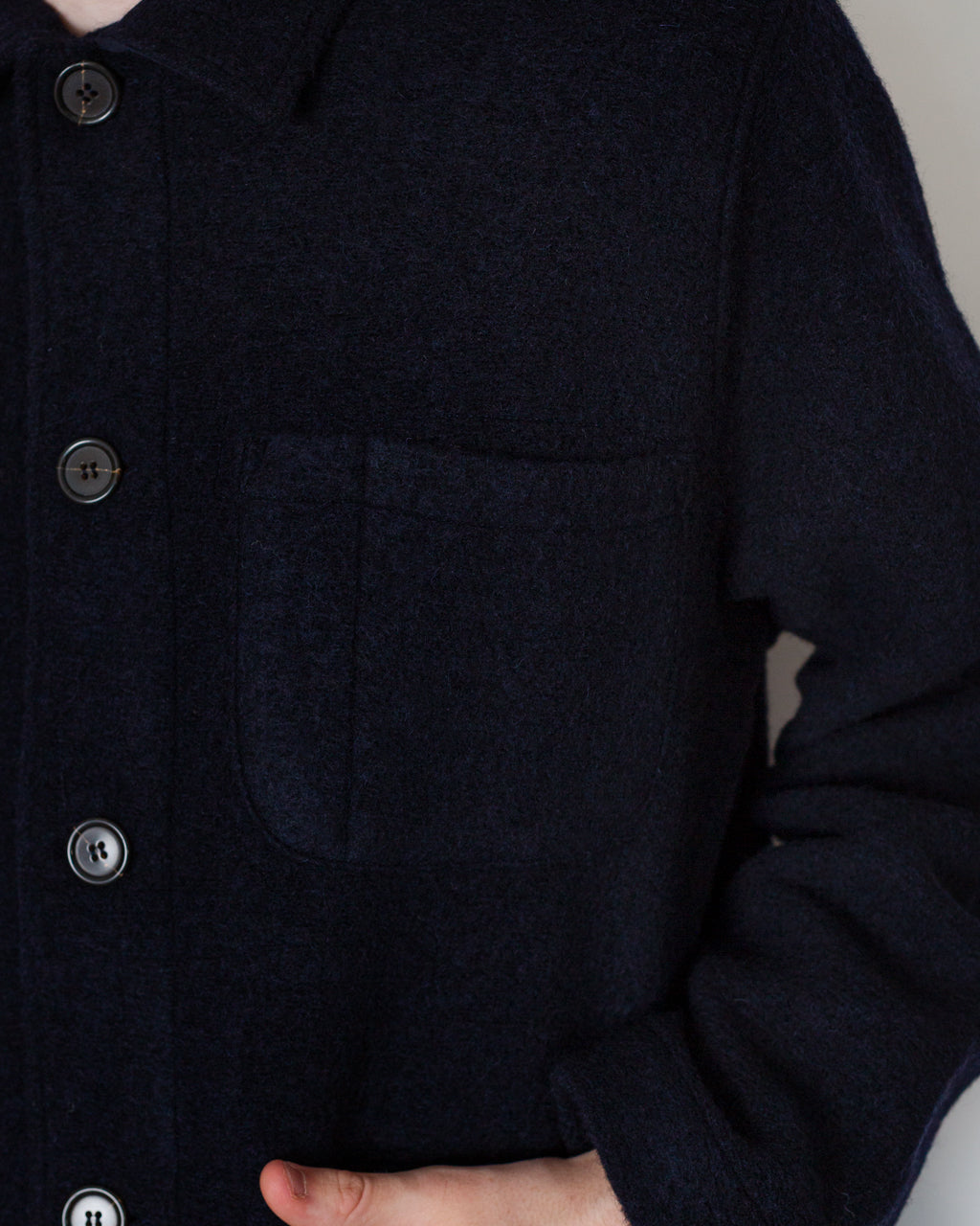 Wool Fleece Field Jacket - Navy