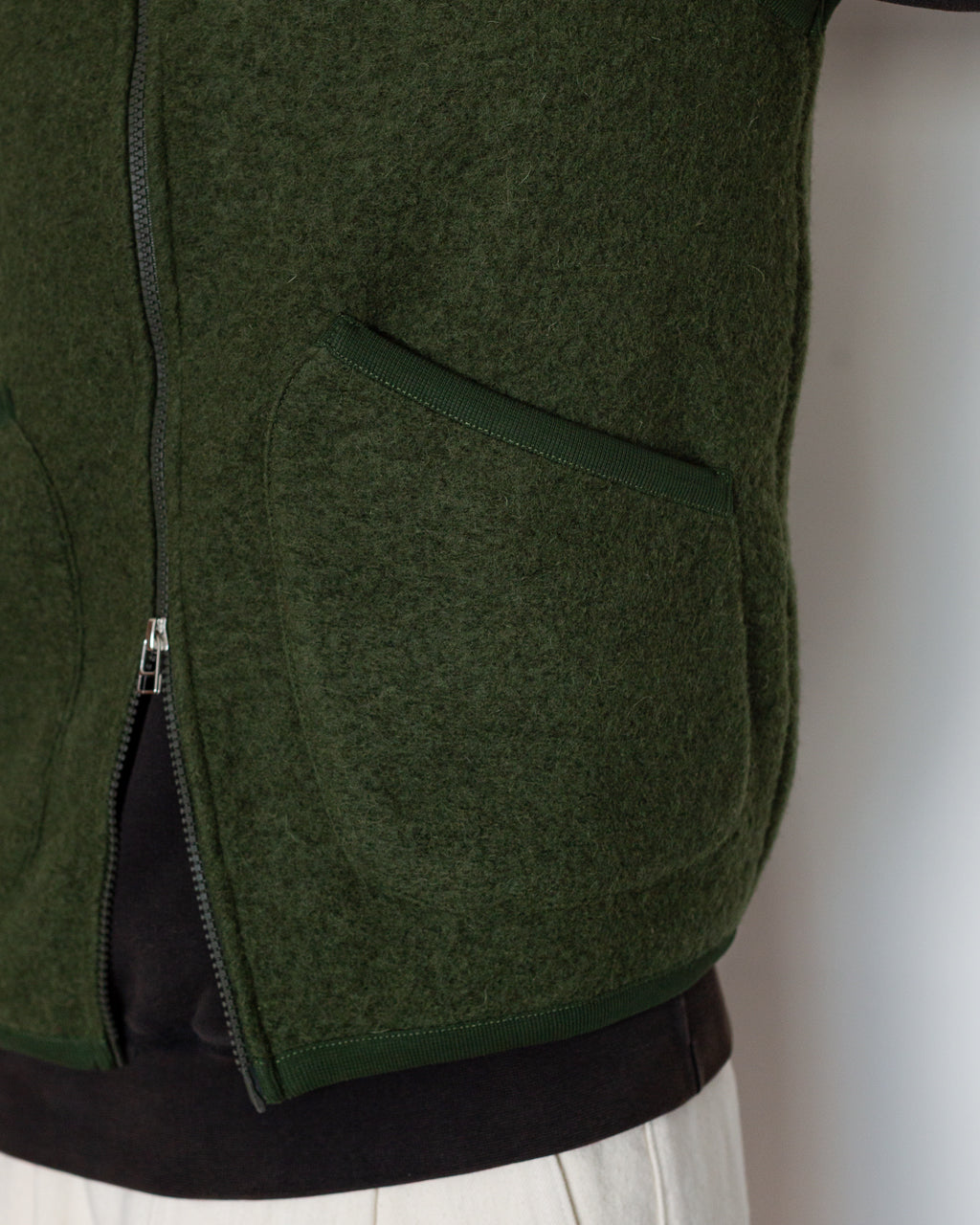 Wool Fleece Waistcoat - Olive
