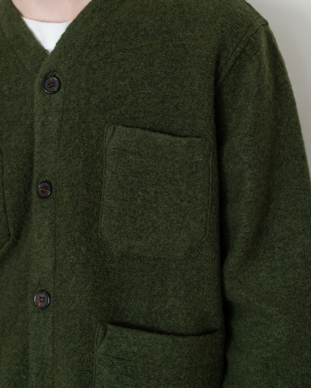 Wool Fleece Cardigan - Olive