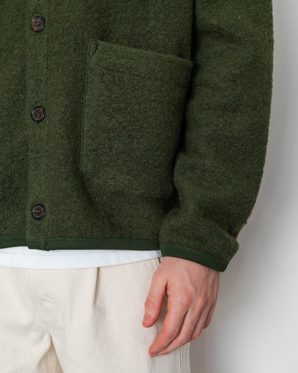 Wool Fleece Cardigan - Olive