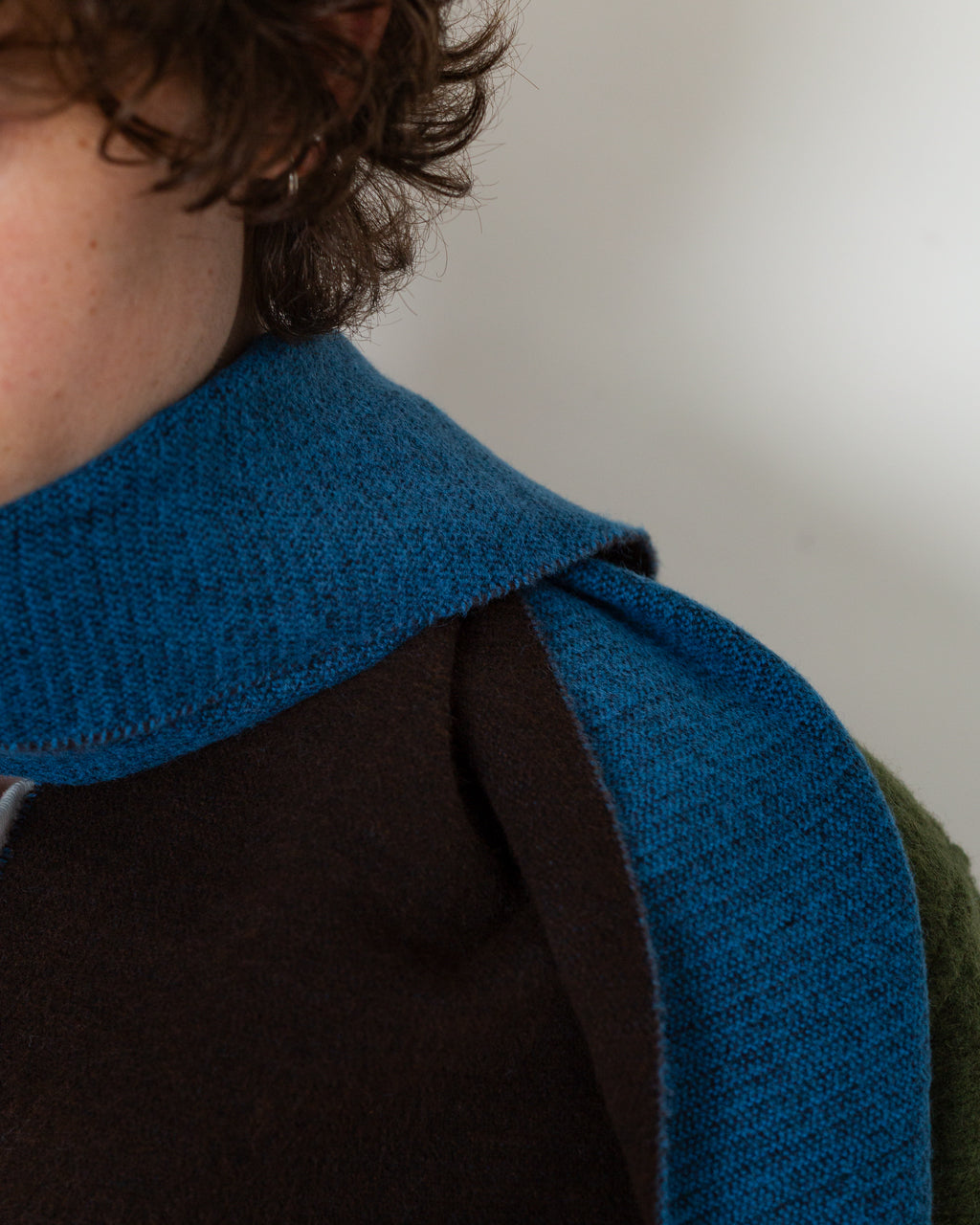 Double Sided Scarf - Blue/Brown