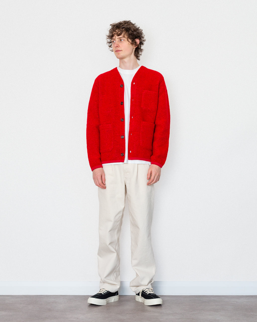 Wool Fleece Cardigan - Scarlet