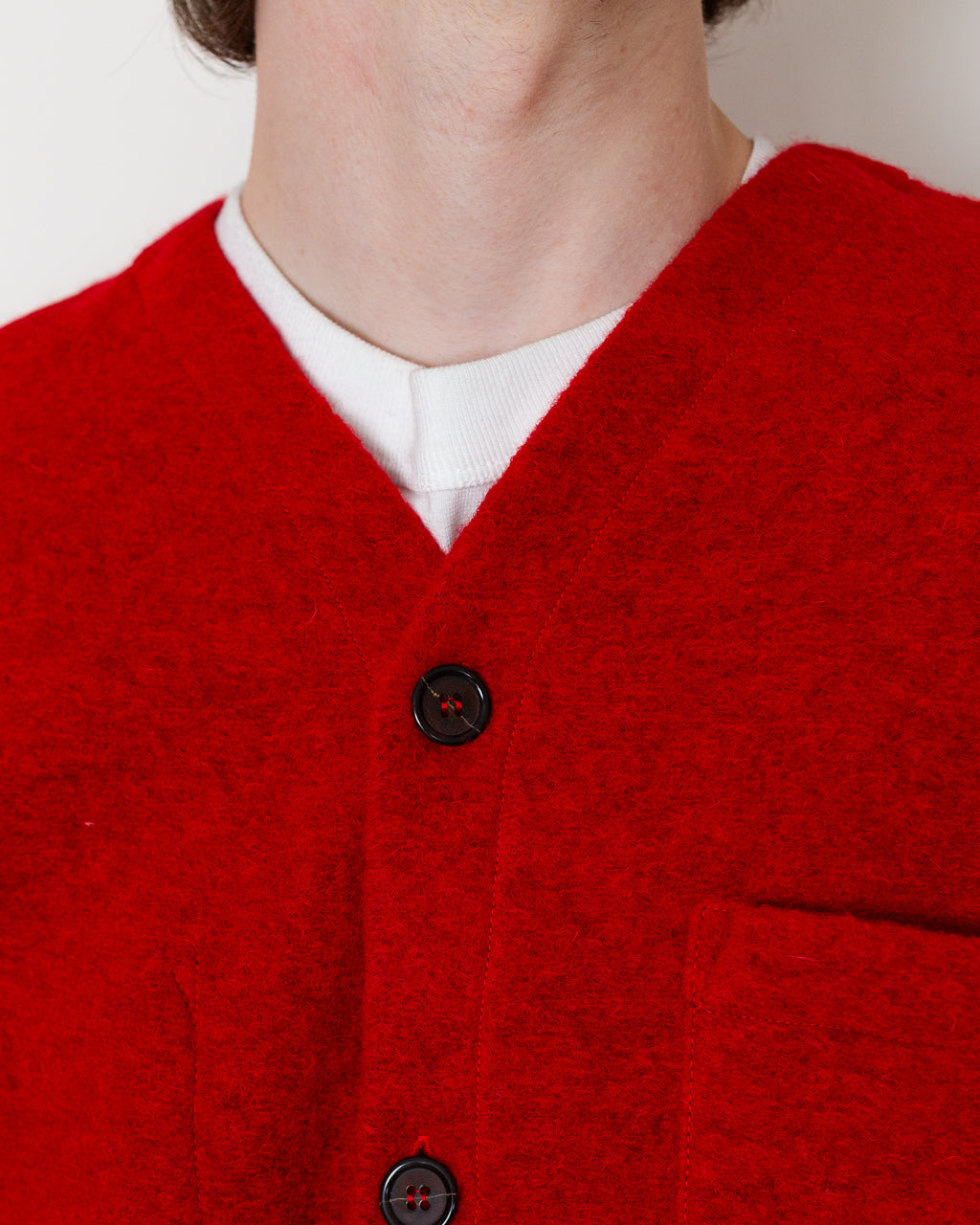 Wool Fleece Cardigan - Scarlet