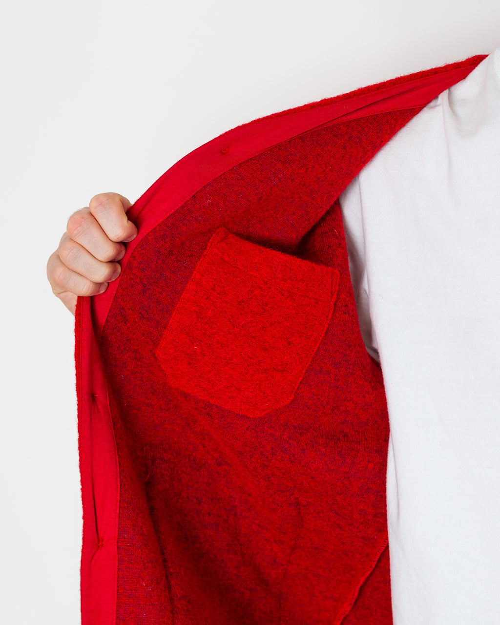 Wool Fleece Cardigan - Scarlet