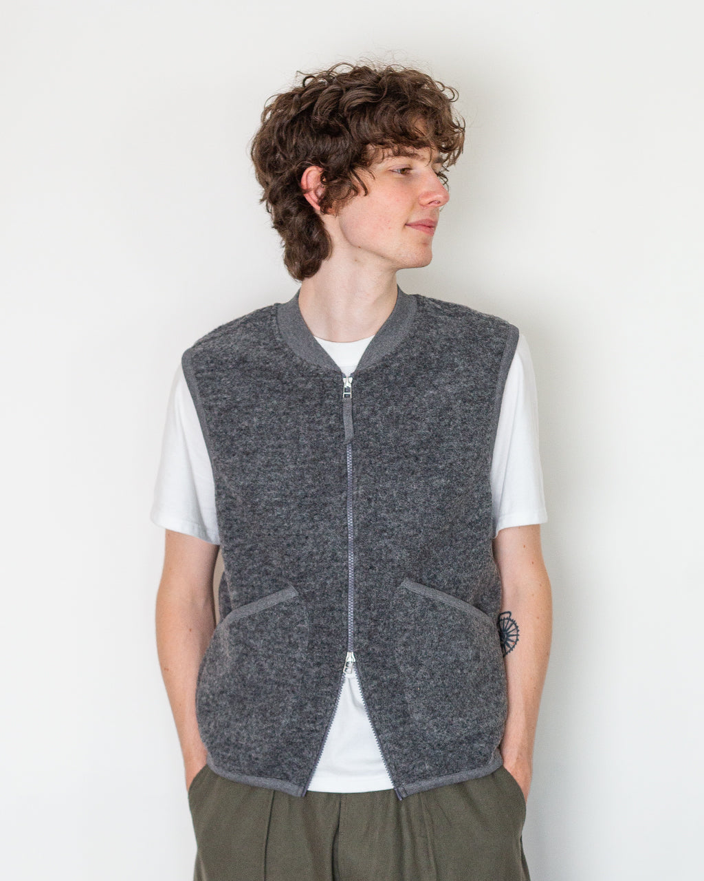 Wool Fleece Waistcoat - Grey Marl