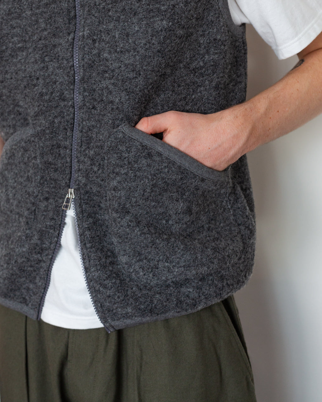 Wool Fleece Waistcoat - Grey Marl