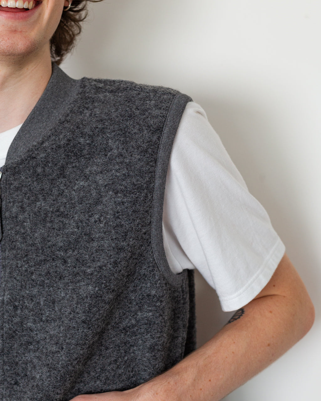 Wool Fleece Waistcoat - Grey Marl