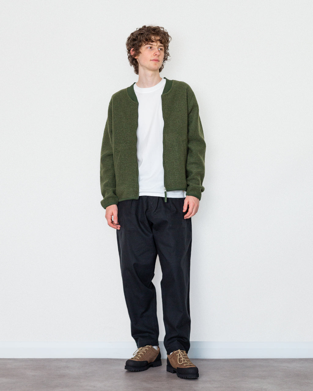 Pleated Track Pant - Black Brushed Moleskin