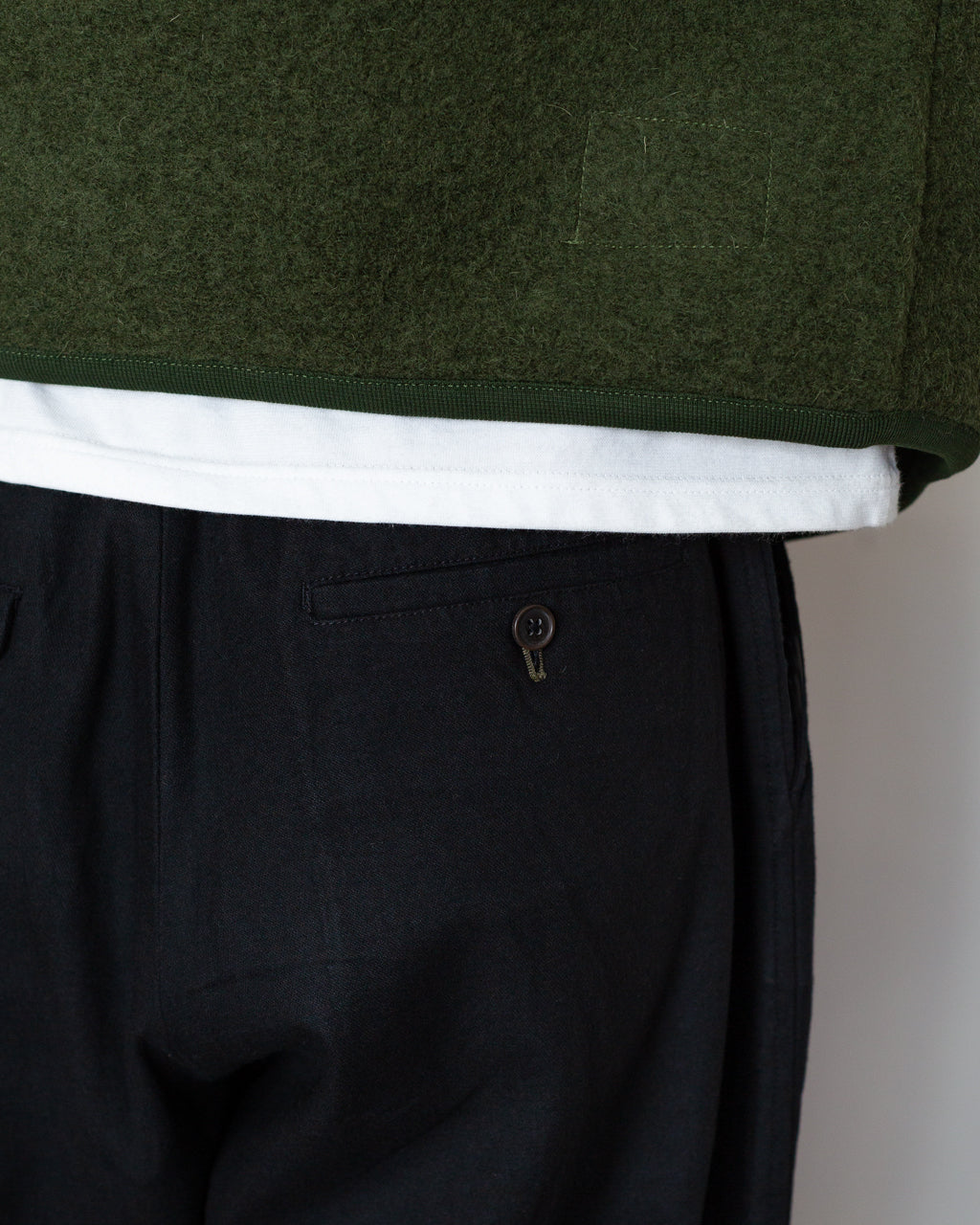 Pleated Track Pant - Black Brushed Moleskin