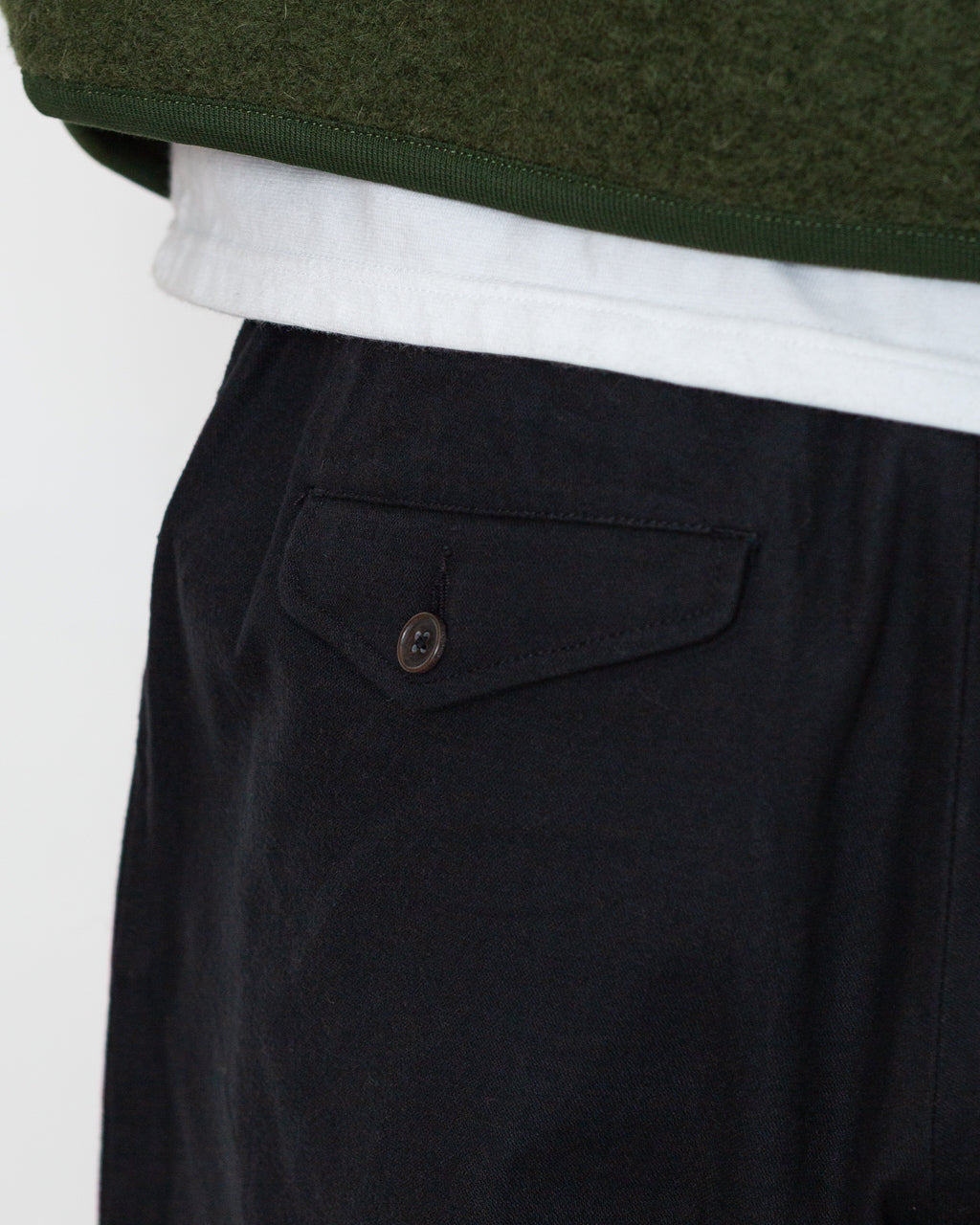 Pleated Track Pant - Black Brushed Moleskin