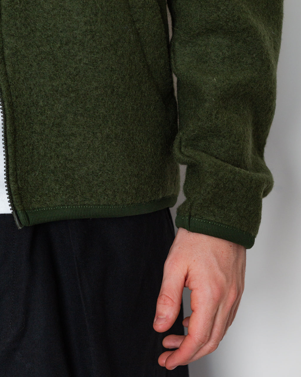 Wool Fleece Zip Bomber - Olive