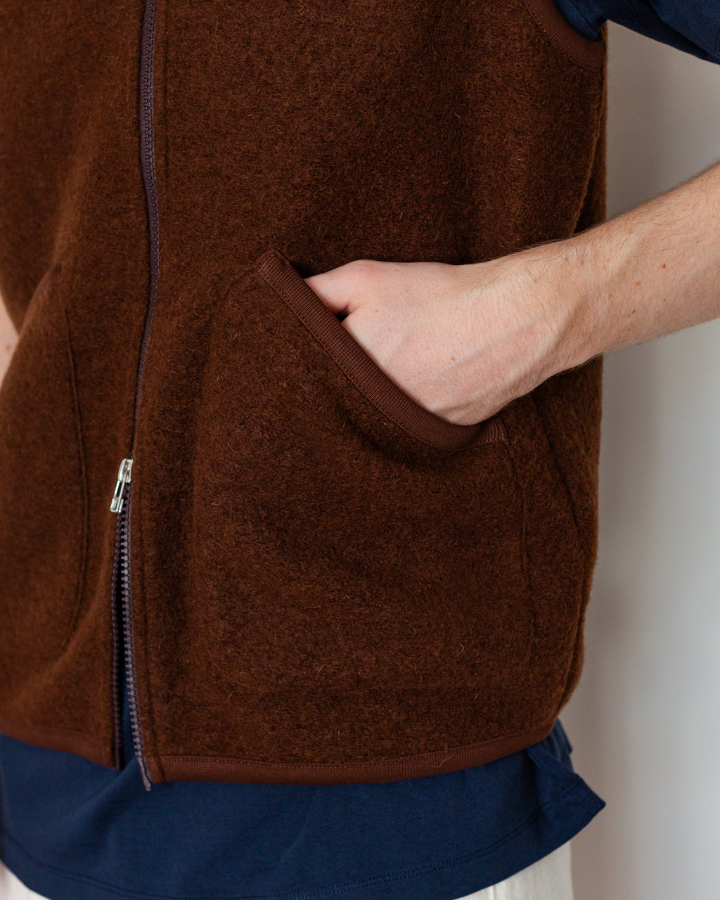 Wool Fleece Waistcoat - Cacao