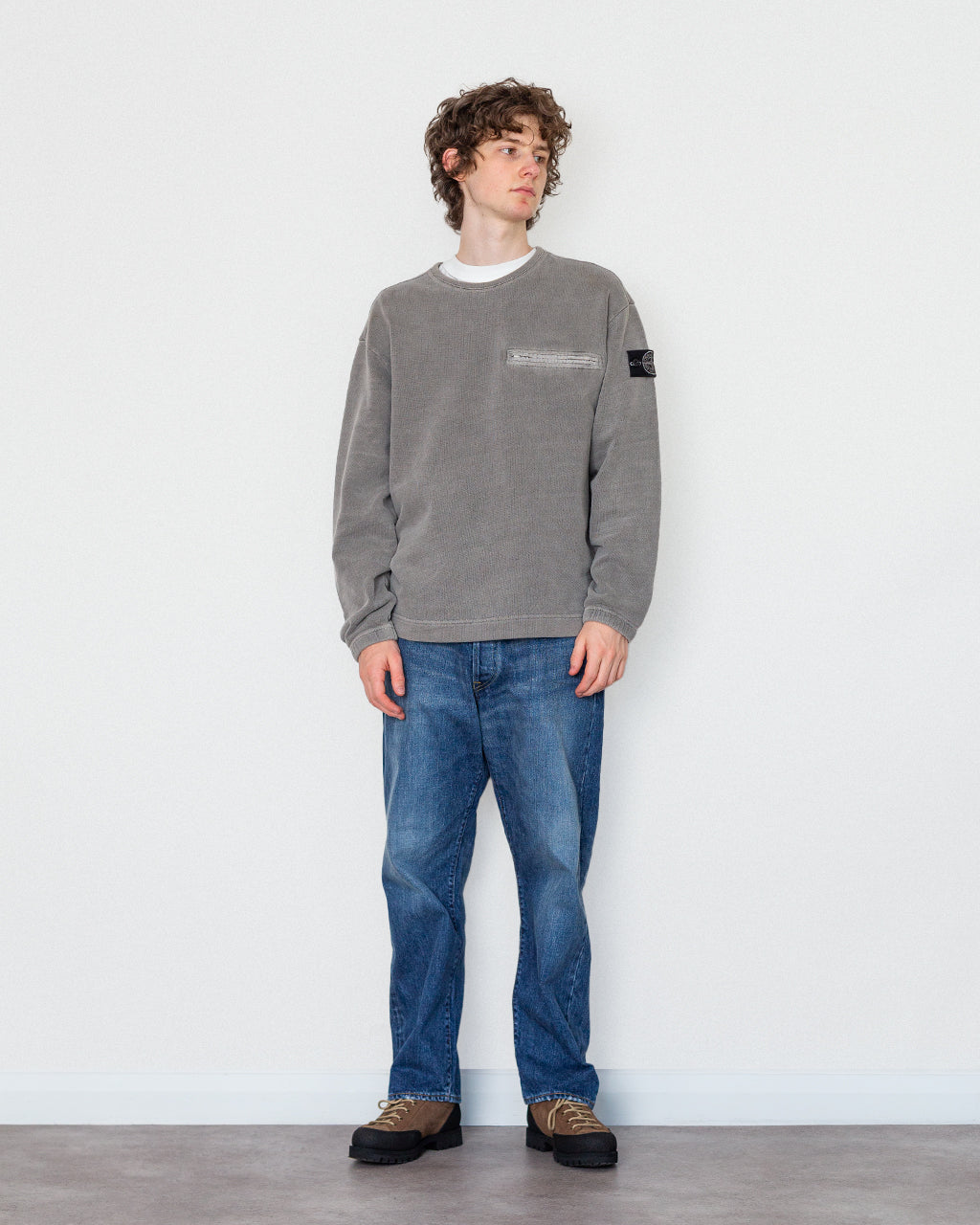 Mineral Dyed Cotton Zip Sweatshirt - Grey V0060