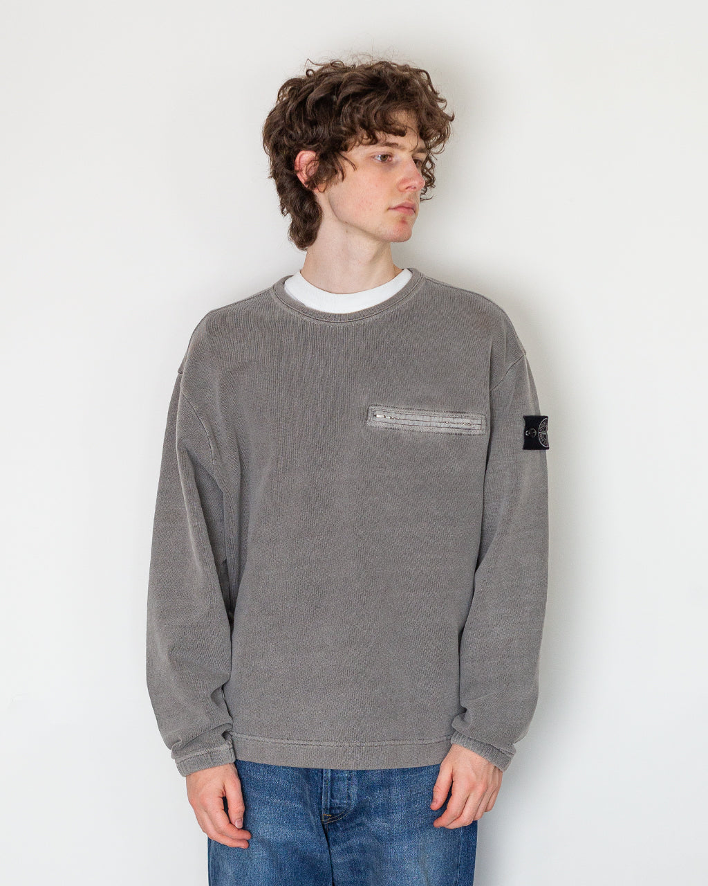 Mineral Dyed Cotton Zip Sweatshirt - Grey V0060