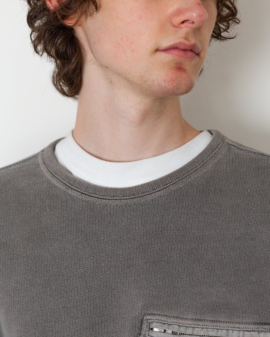 Mineral Dyed Cotton Zip Sweatshirt - Grey V0060