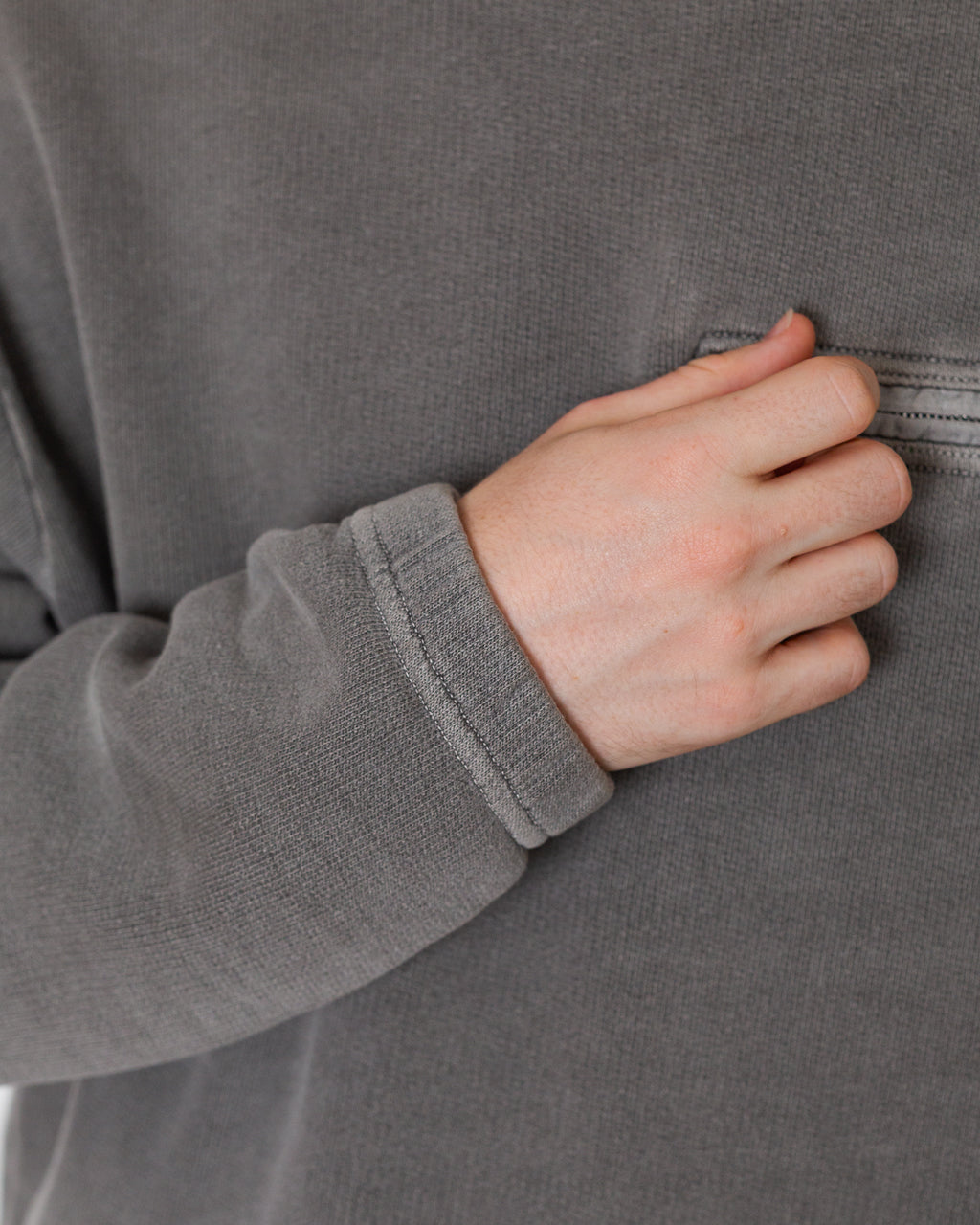 Mineral Dyed Cotton Zip Sweatshirt - Grey V0060