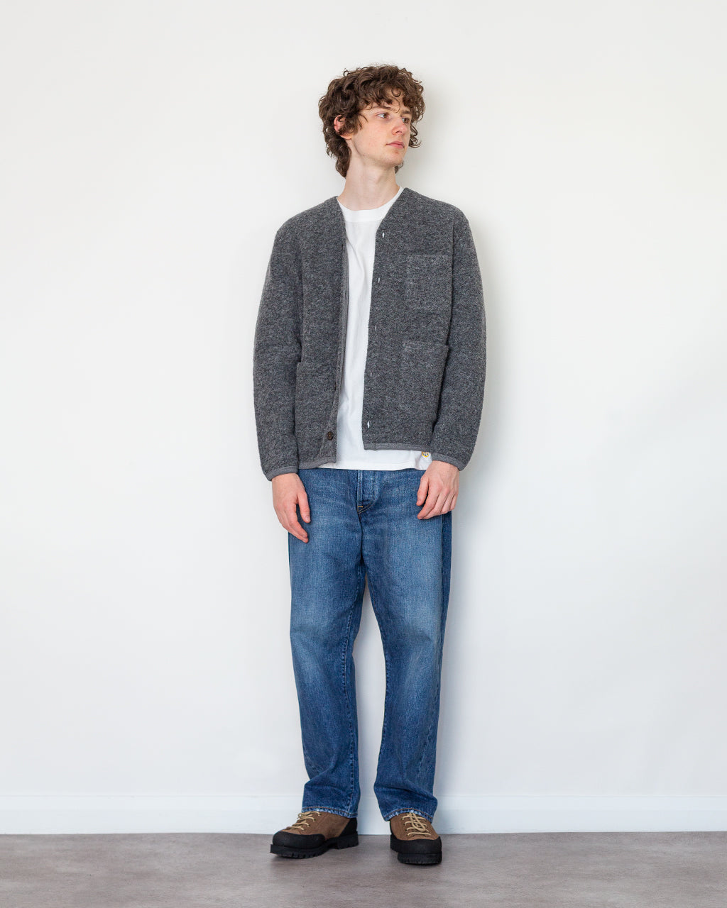 Wool Fleece Cardigan - Grey Marl