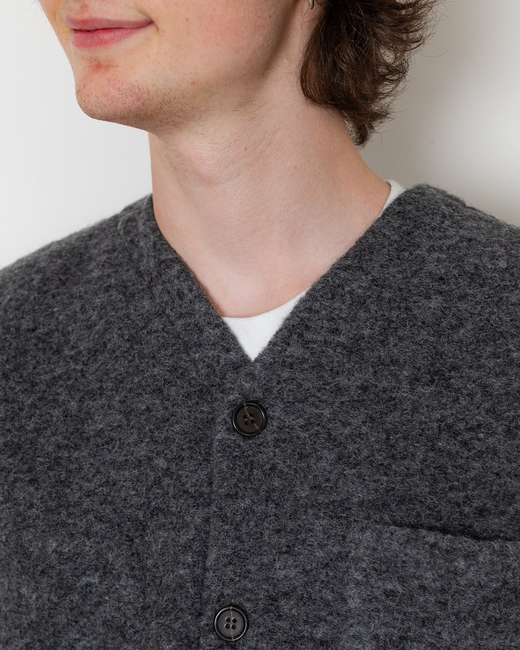 Wool Fleece Cardigan - Grey Marl