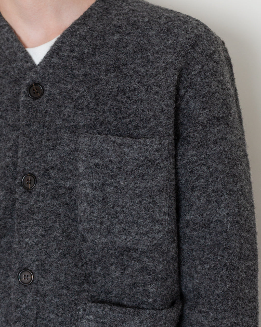 Wool Fleece Cardigan - Grey Marl