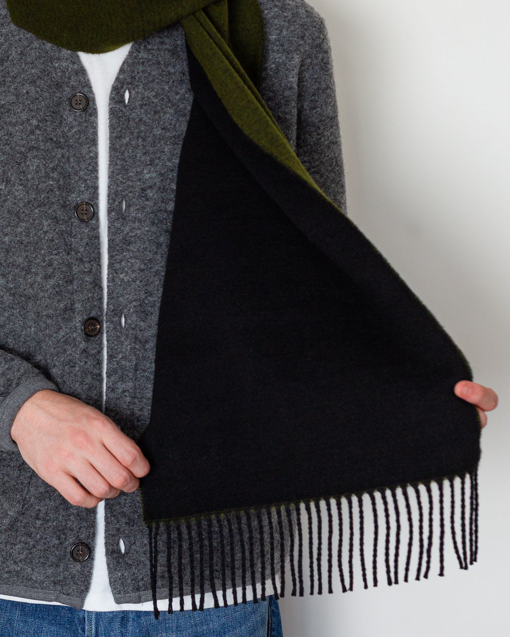 Double Sided Scarf - Green/Black