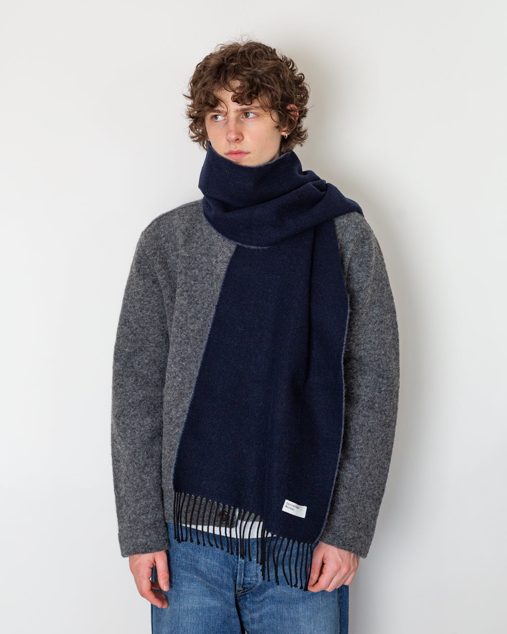 Double Sided Scarf - Navy/Grey