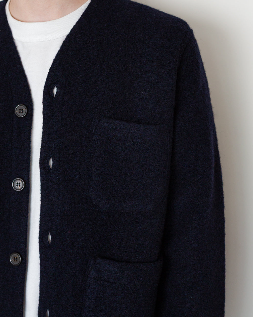 Wool Fleece Cardigan - Navy
