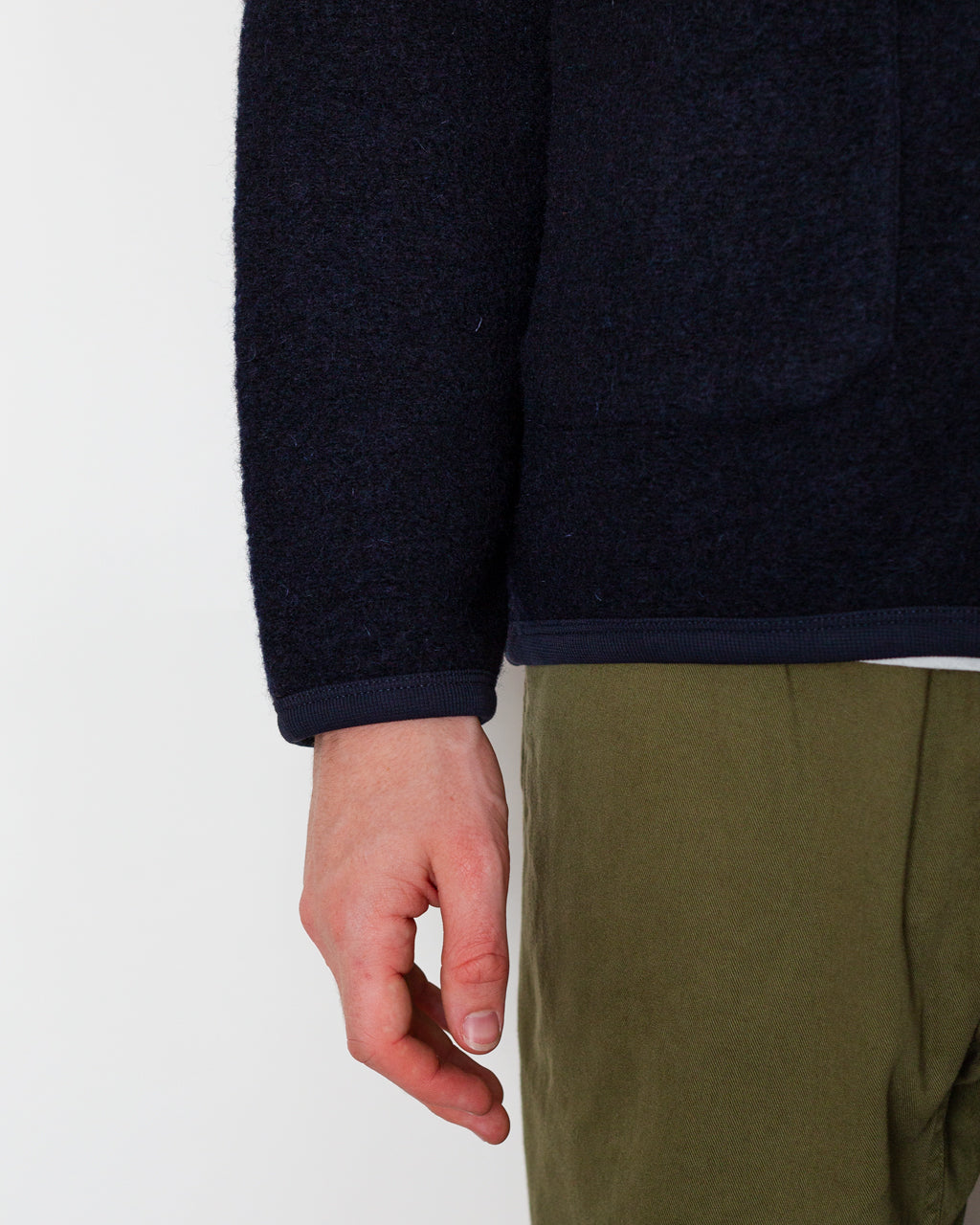 Wool Fleece Cardigan - Navy