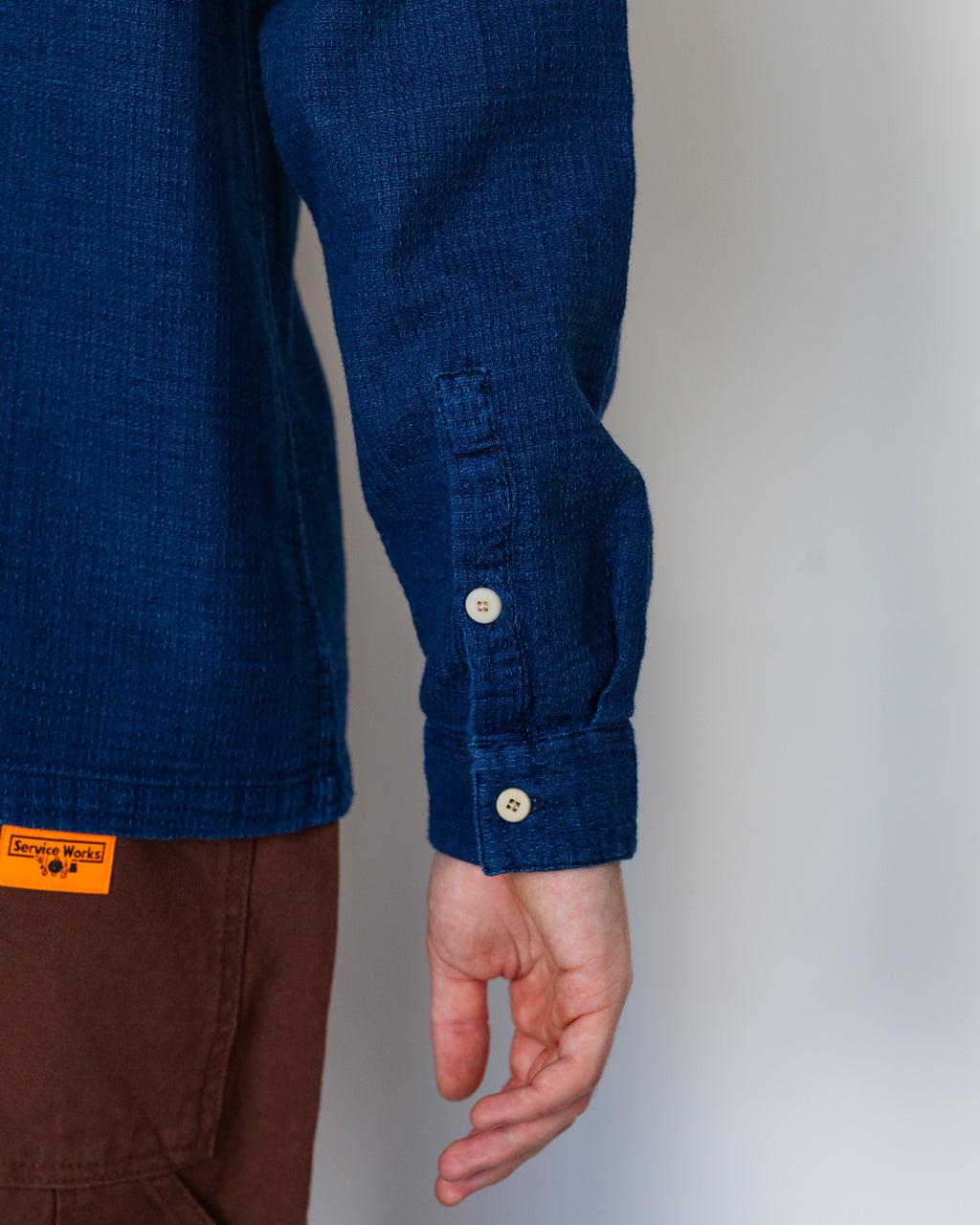Patch Shirt - Indigo Basket Weave