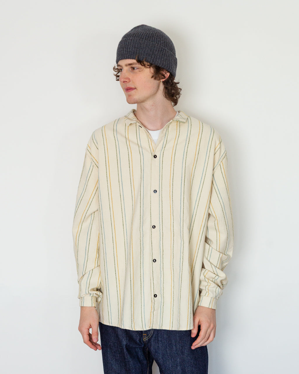 BURRO SHIRT - WOOL STRIPE COTTON TATTERSALL RINSED