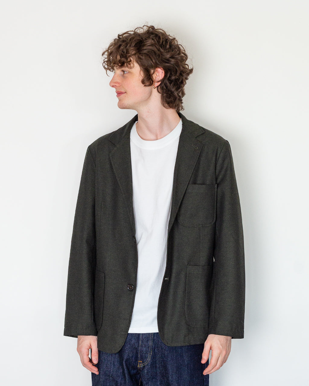 Two Button Jacket - Olive IT Tweed