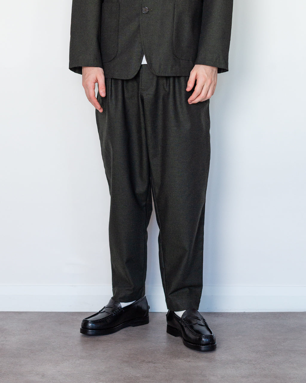 Pleated Track Pant - Olive IT Tweed