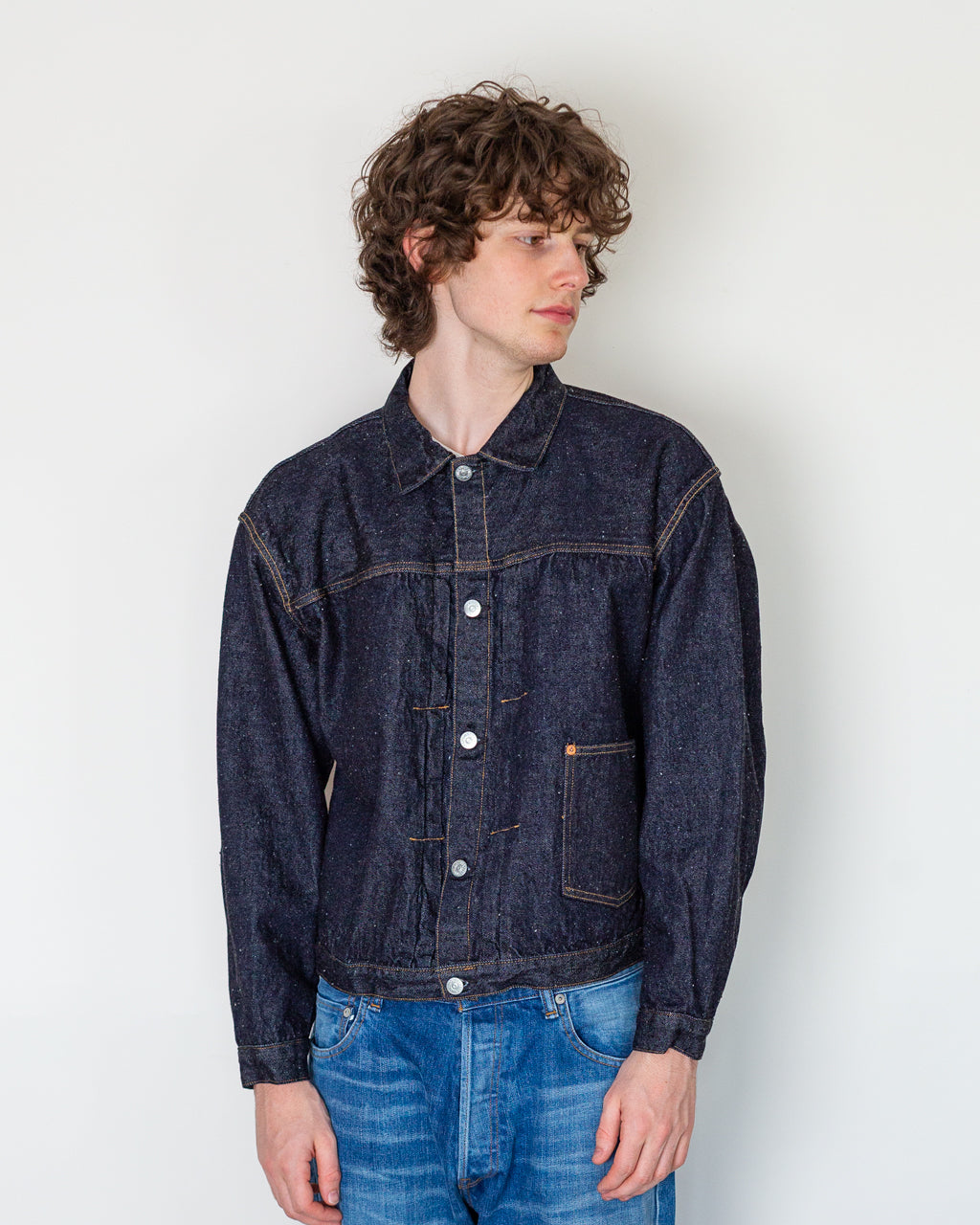 Denim Trucker 1 Pleat Jacket - Indigo One Wash