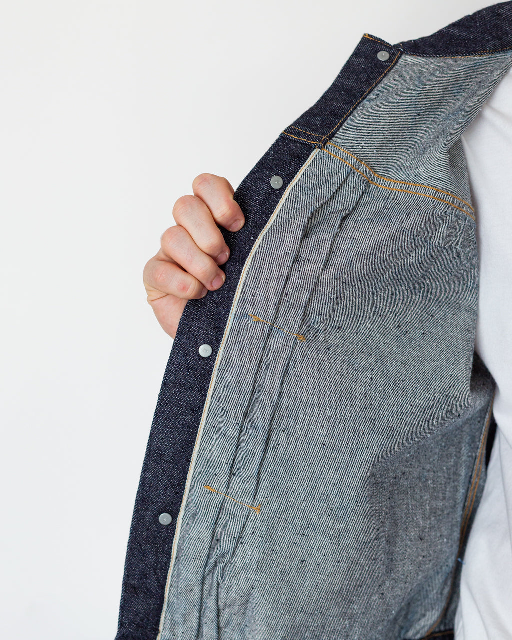 Denim Trucker 1 Pleat Jacket - Indigo One Wash