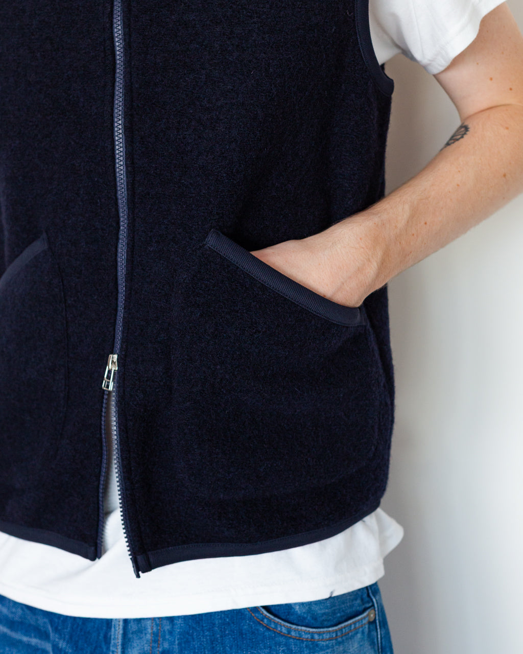 Wool Fleece Waistcoat - Navy