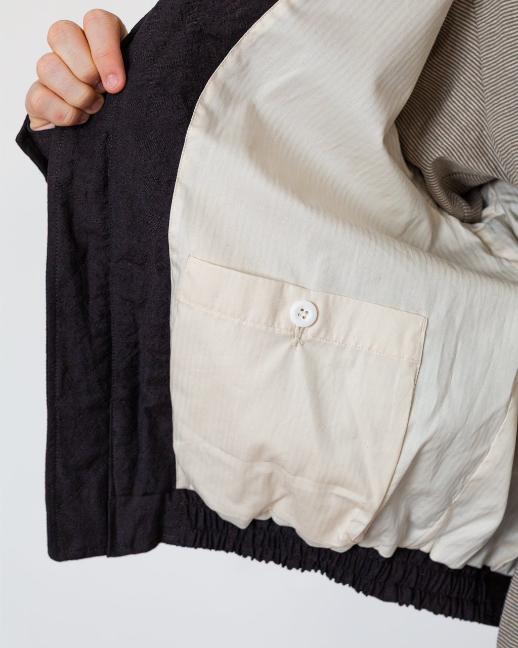 Tumble Washed Full Zip Short Jacket - Brown