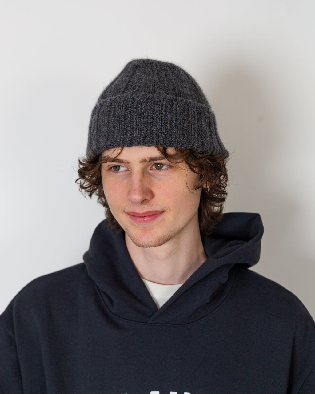 Cashmere Rib Watch Cap - Charcoal