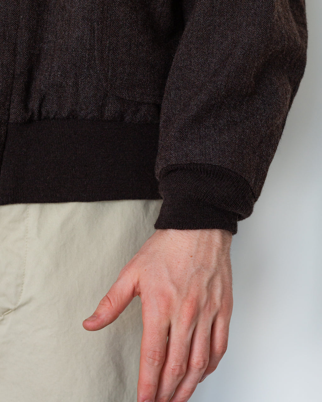 Wool Herringbone Flight Jacket - Top Brown