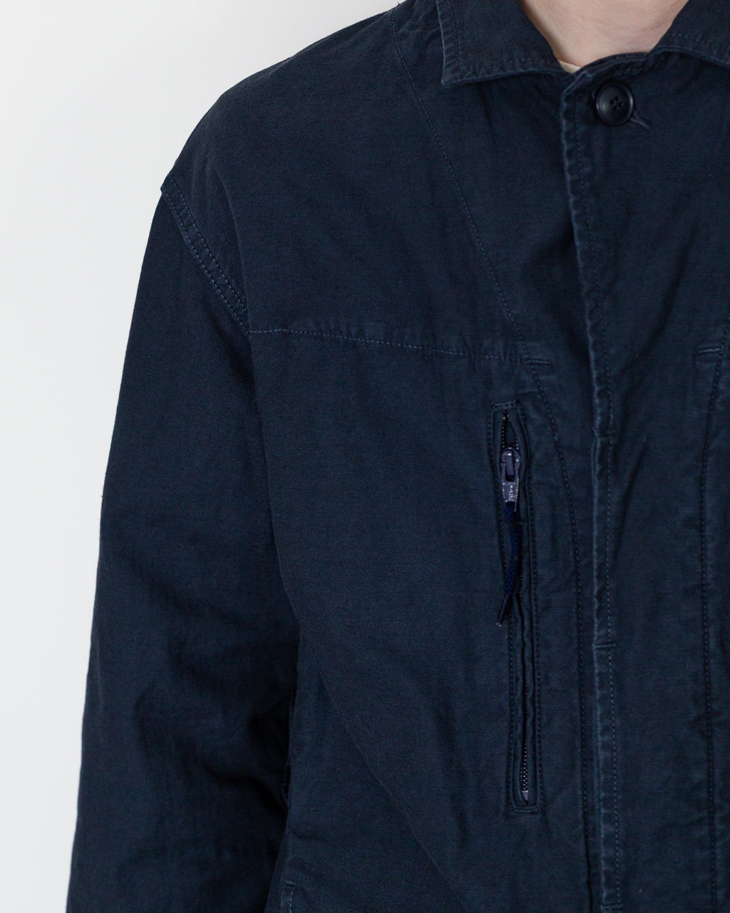 Back Satin F-1 Style Shirt Jacket - Navy