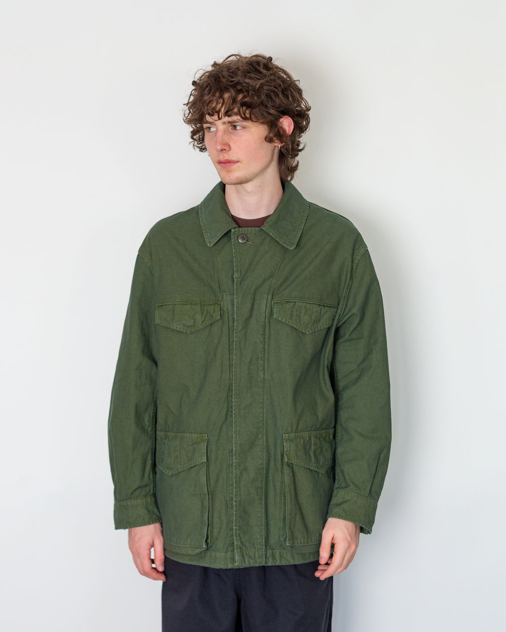 Back Satin M-47 Style Jacket - Olive